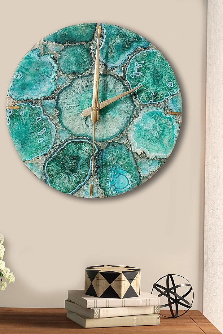 Green Agate Wall Clock by Gemtherapy