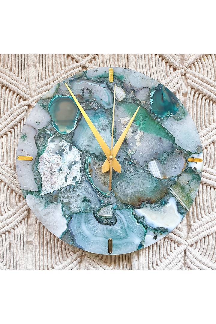 Green Agate Wall Clock by Gemtherapy at Pernia's Pop Up Shop