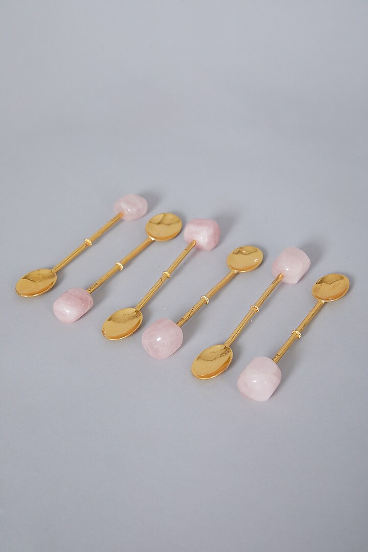 Pink Rose Quartz Dessert Spoons (Set Of 6) by Gemtherapy at Pernia's Pop Up Shop