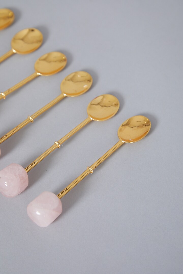Pink Rose Quartz Dessert Spoons (Set Of 6) by Gemtherapy at Pernia's Pop Up Shop