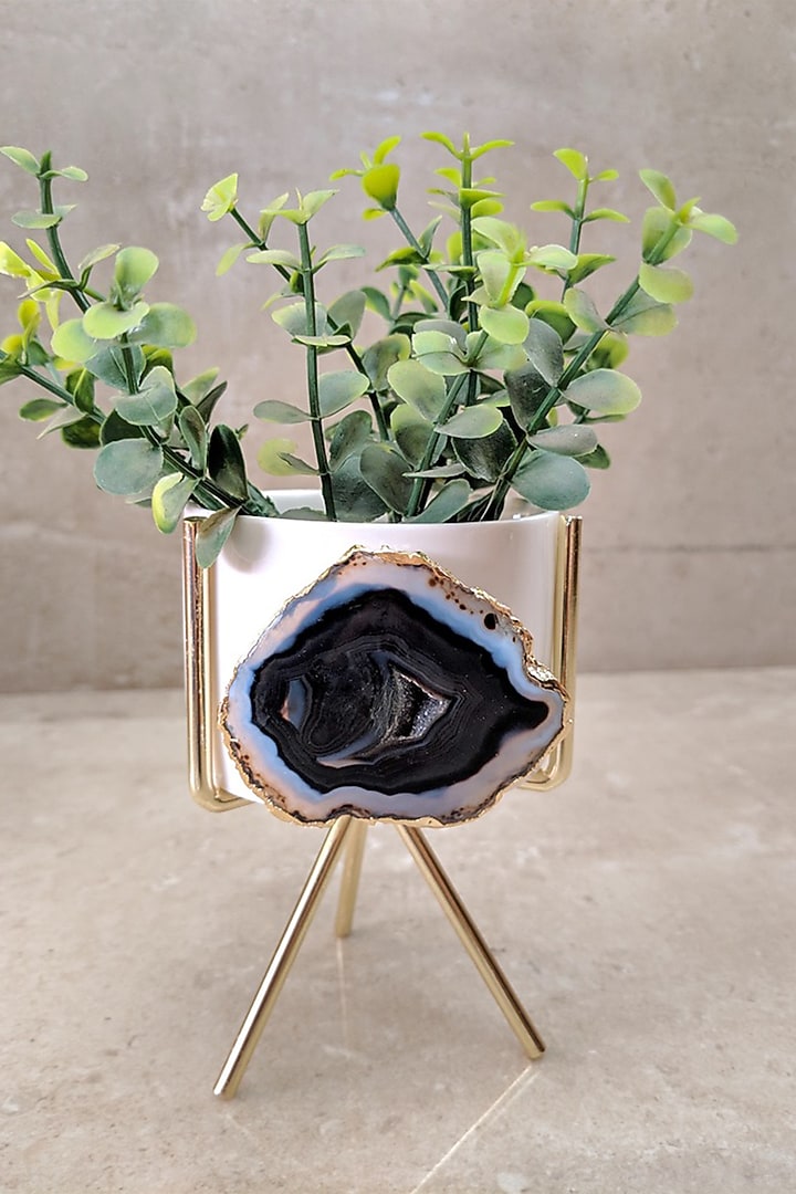 Black & Grey Agate Stone Desk Planter by Gemtherapy at Pernia's Pop Up Shop
