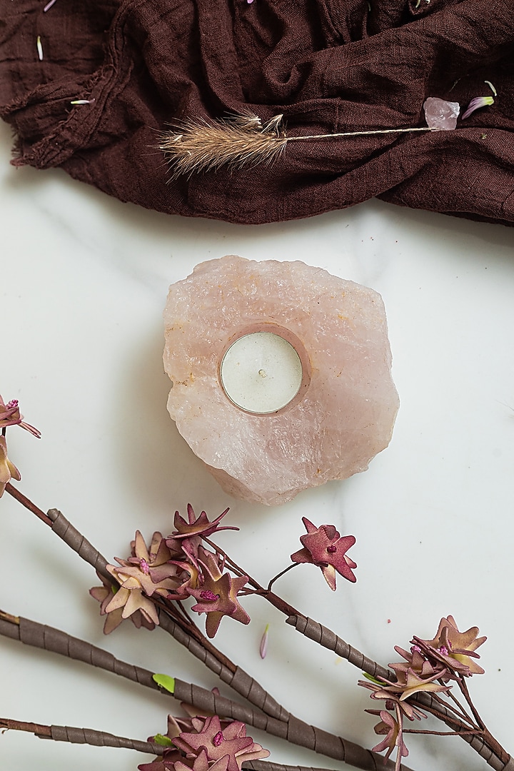 Pink Rose Quartz Stone Healing Candle by Gemtherapy at Pernia's Pop Up Shop