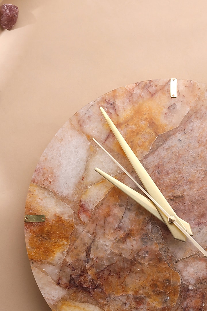 Brown Fire Quartz Stone Round-Shaped Wall Clock by Gemtherapy at Pernia's Pop Up Shop