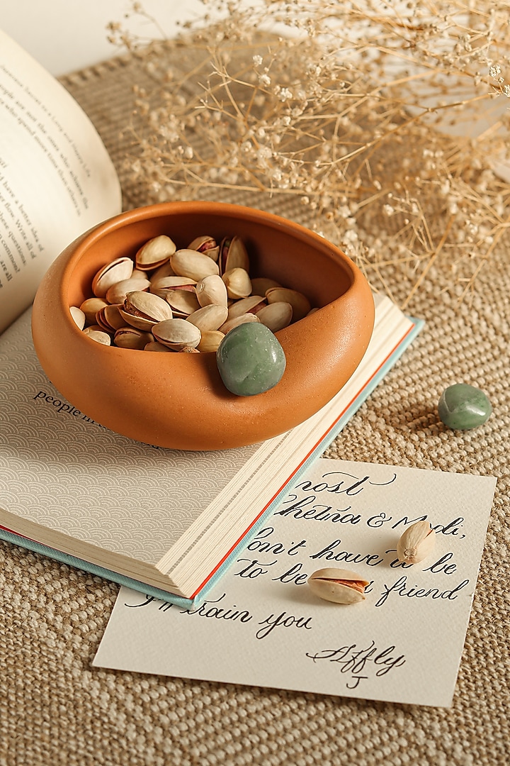 Terracotta Brown Clay & Aventurine Echo Bowl by Gemtherapy at Pernia's Pop Up Shop