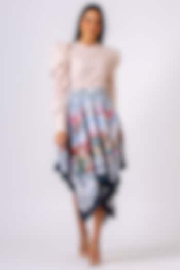 Blue Scarf Asymmetric Skirt by Geisha Designs