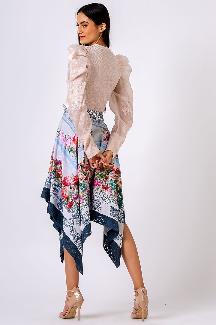 Blue Scarf Asymmetric Skirt by Geisha Designs at Pernia's Pop Up Shop