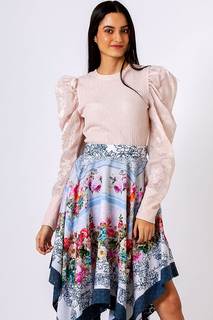 Blue Scarf Asymmetric Skirt by Geisha Designs at Pernia's Pop Up Shop