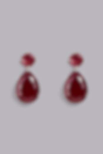 White Finish Synthetic Ruby Earrings In Sterling Silver by Gemstruck at Pernia's Pop Up Shop