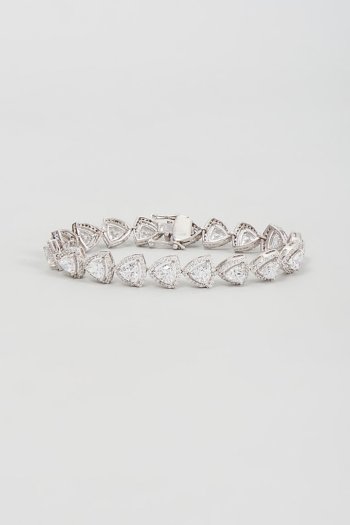 White Finish Zircon Bracelet In Sterling Silver by Gemstruck at Pernia's Pop Up Shop