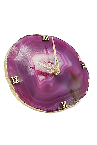 Pink Agate Table Clock by Gemtherapy