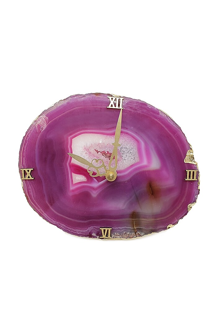 Pink Agate Table Clock by Gemtherapy at Pernia's Pop Up Shop