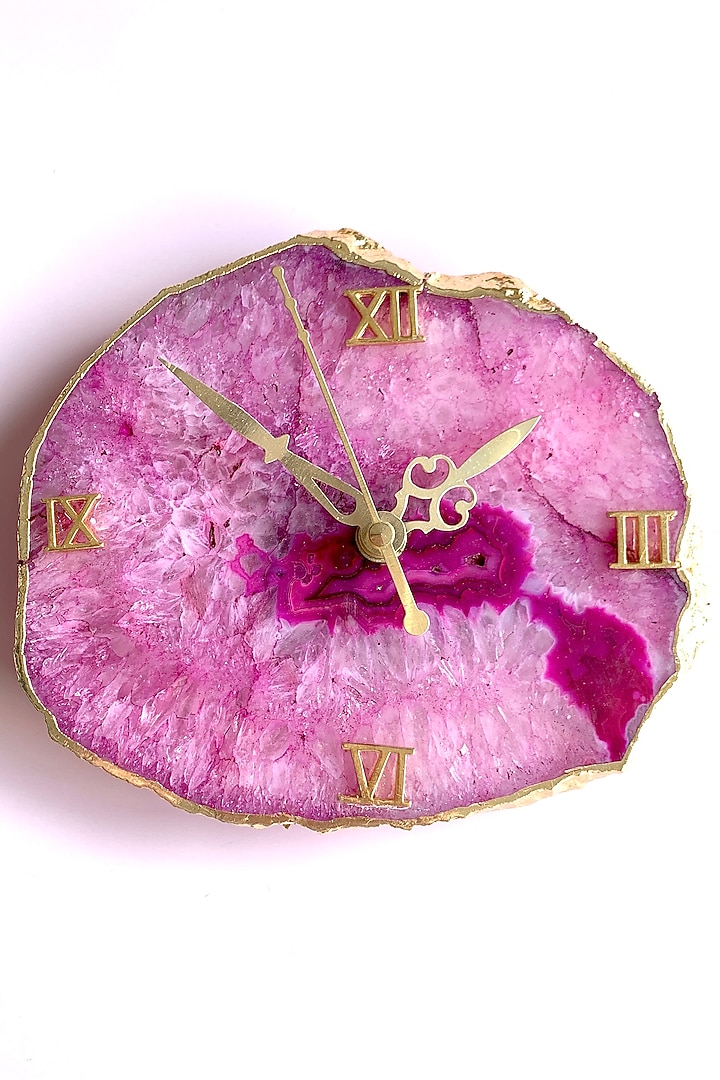 Pink Agate Table Clock by Gemtherapy at Pernia's Pop Up Shop