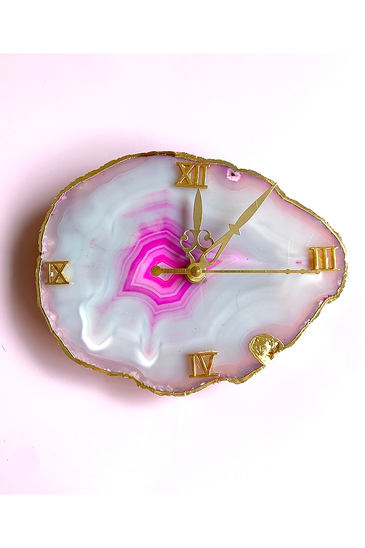 Pink Agate Table Clock by Gemtherapy at Pernia's Pop Up Shop