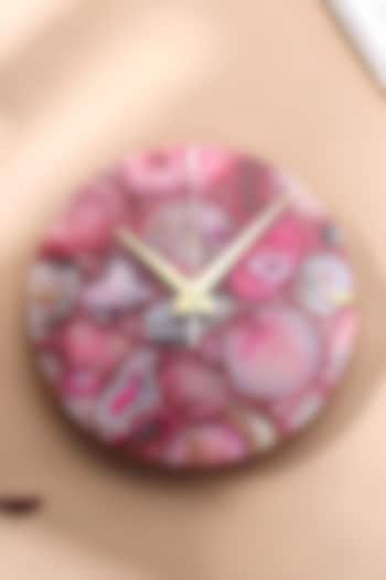 Pink Agate Wall Clock by Gemtherapy