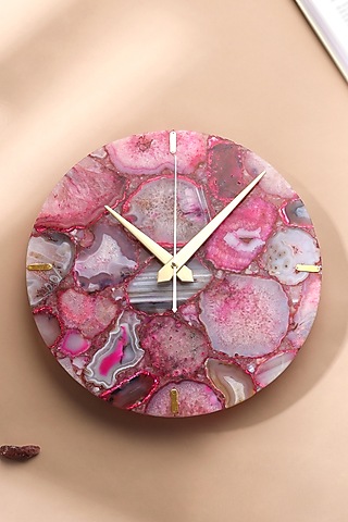Pink Agate Wall Clock by Gemtherapy