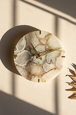 White Agate Wall Clock by Gemtherapy