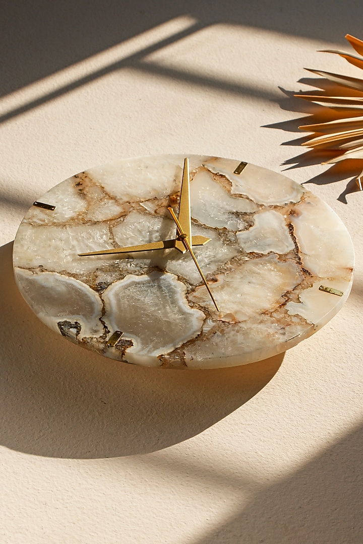 White Agate Wall Clock by Gemtherapy at Pernia's Pop Up Shop