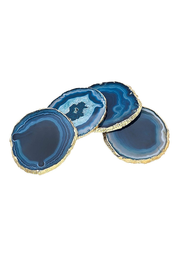 Blue Agate Coasters (Set Of 2) by Gemtherapy at Pernia's Pop Up Shop