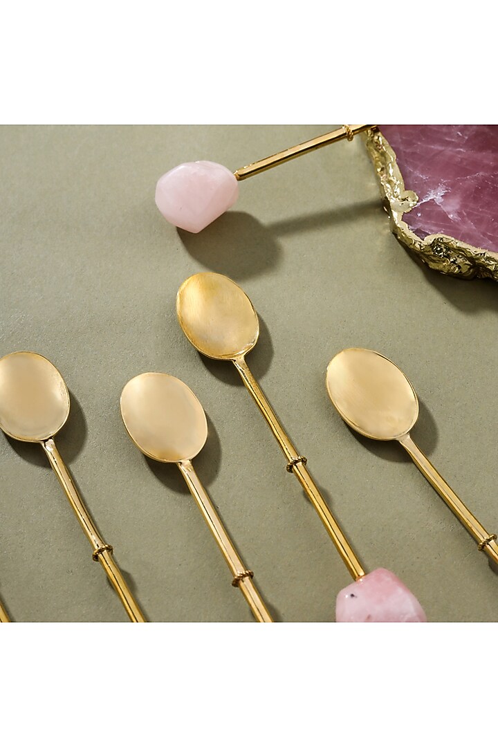 Pink Rose Quartz Dessert Spoons (Set Of 6) by Gemtherapy at Pernia's Pop Up Shop