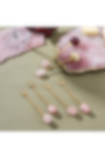 Pink Rose Quartz Fork Set (Set Of 6) by Gemtherapy at Pernia's Pop Up Shop