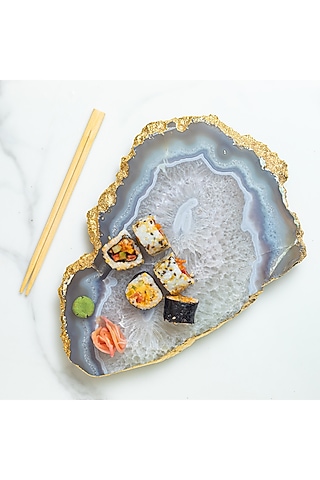 Grey & White Agate Stone Platter by Gemtherapy