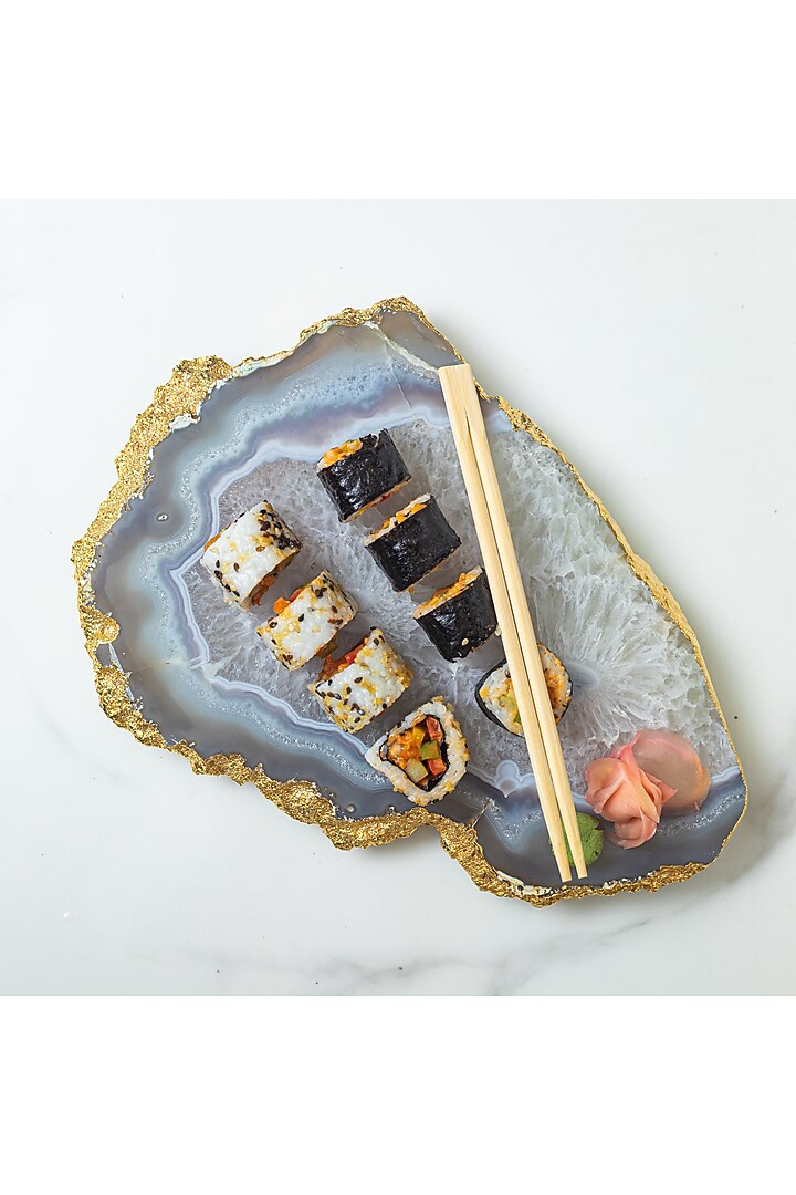 Grey & White Agate Stone Platter by Gemtherapy at Pernia's Pop Up Shop