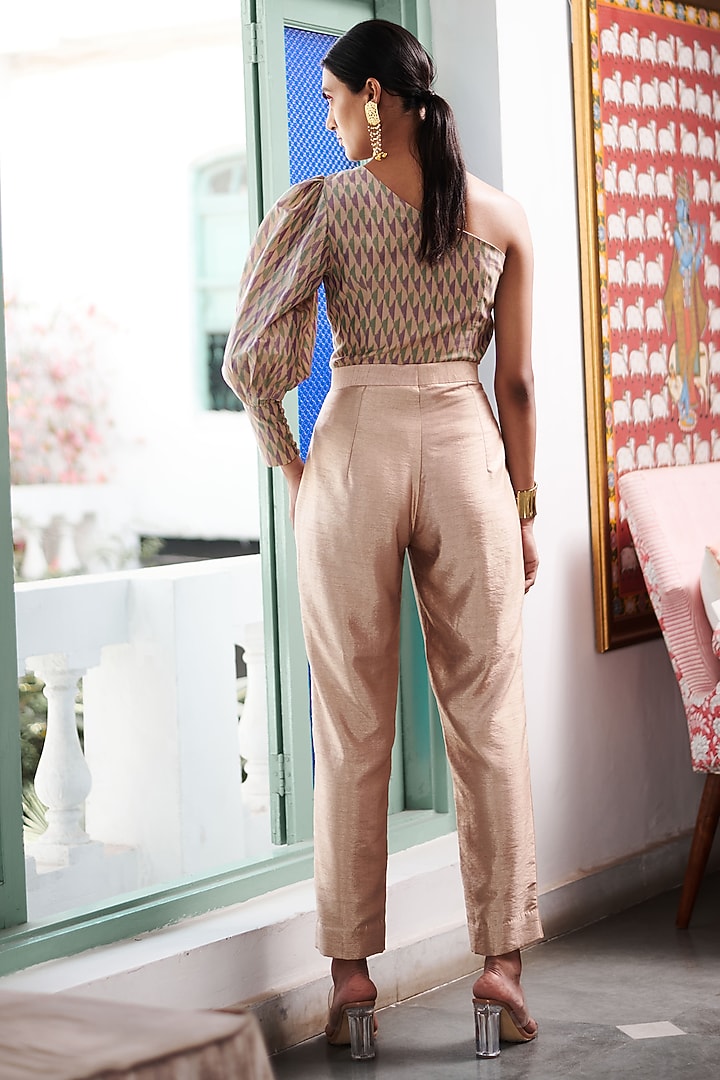 Beige Cotton Silk Pant Set by Gg by asha gautam at Pernia's Pop Up Shop