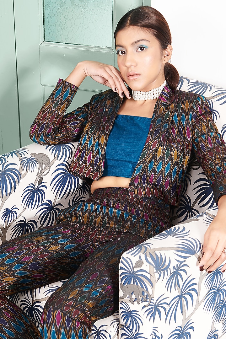 Black Printed Pant Set by Gg by asha gautam at Pernia's Pop Up Shop