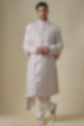 Ivory Silk Thread & Sequins Work Groom Sherwani Set by GAURANG GALIYA at Pernia's Pop Up Shop