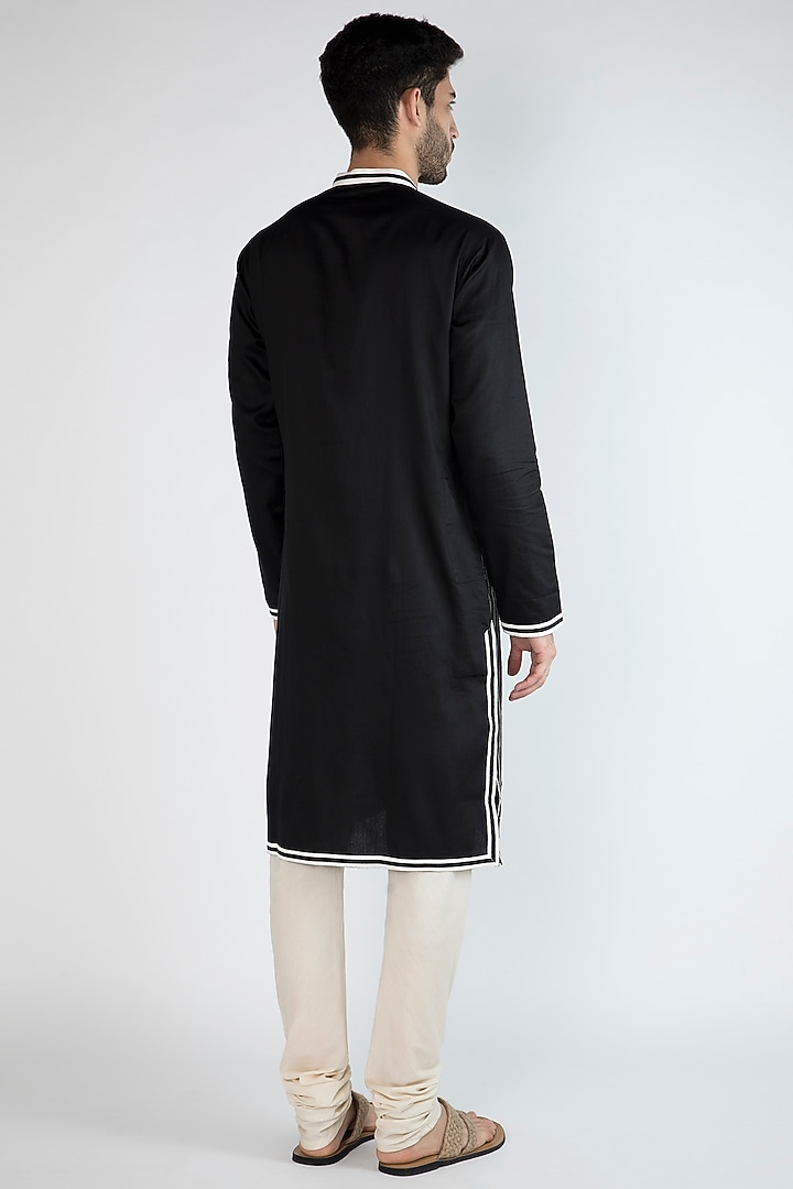 Black Gota Embroidered Kurta by Gagan Oberoi at Pernia's Pop Up Shop