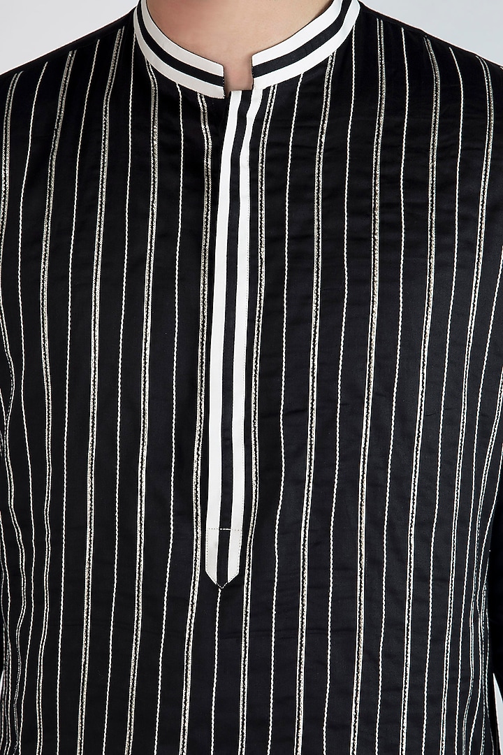Black Gota Embroidered Kurta by Gagan Oberoi at Pernia's Pop Up Shop