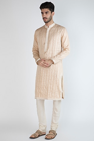 Beige Gota Embroidered Kurta by Gagan Oberoi