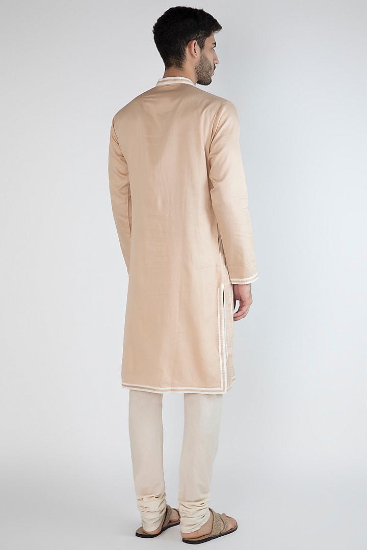 Beige Gota Embroidered Kurta by Gagan Oberoi at Pernia's Pop Up Shop
