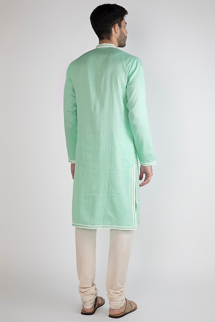 Light Blue Gota & Thread Embroidered Kurta by Gagan Oberoi at Pernia's Pop Up Shop