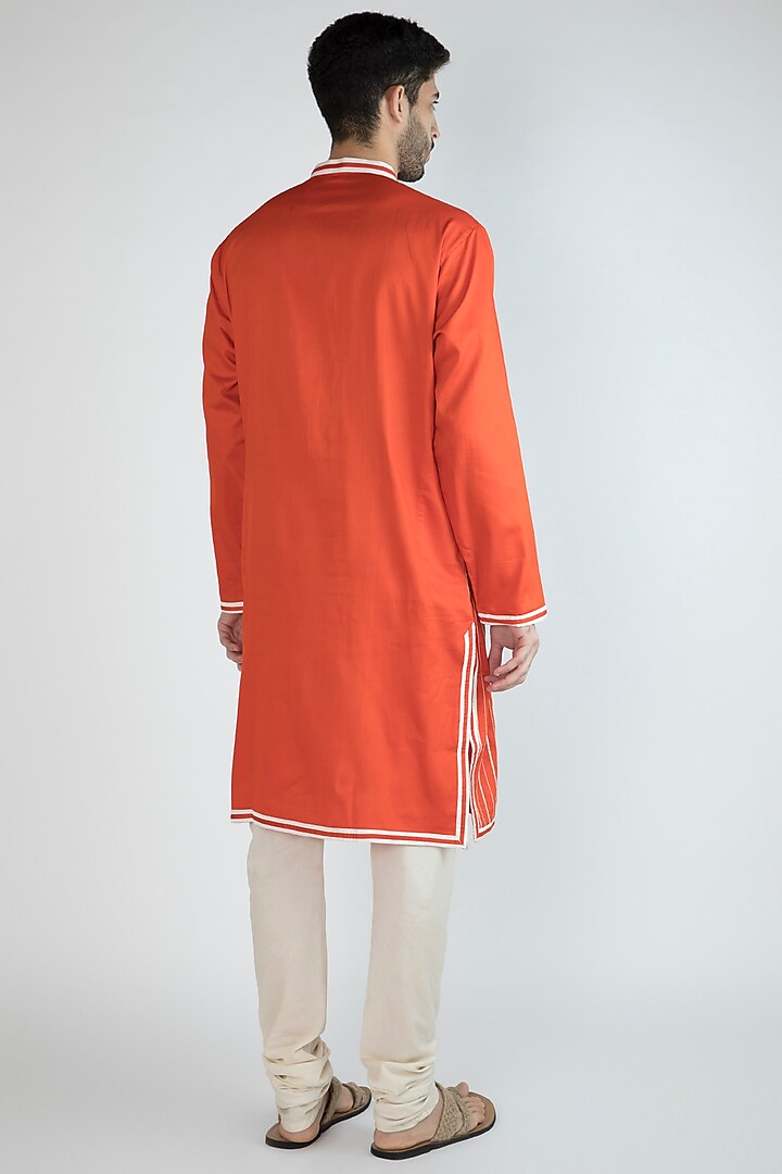 Orange Gota Embroidered Kurta by Gagan Oberoi at Pernia's Pop Up Shop