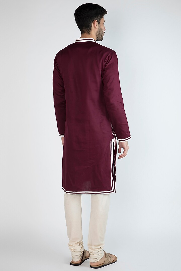 Burgundy Gota Embroidered Kurta by Gagan Oberoi at Pernia's Pop Up Shop