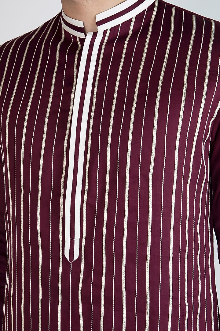 Burgundy Gota Embroidered Kurta by Gagan Oberoi at Pernia's Pop Up Shop