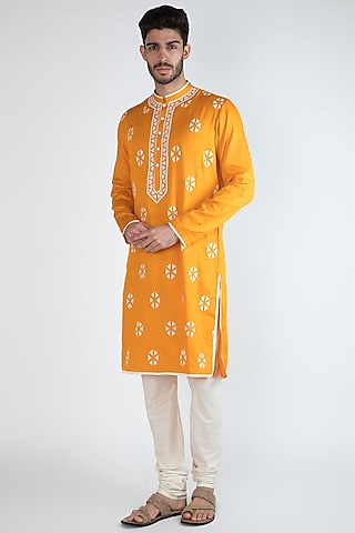 Mango Yellow Embellished Kurta by Gagan Oberoi