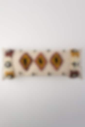 Beige Hand Embroidered Cushion Cover by Ghar Ghar at Pernia's Pop Up Shop