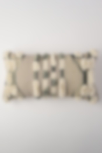 Beige & Grey Handwoven Cushion Cover by Ghar Ghar at Pernia's Pop Up Shop