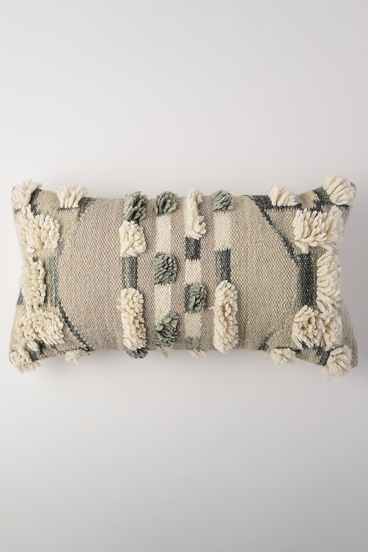 Beige & Grey Handwoven Cushion Cover by Ghar Ghar at Pernia's Pop Up Shop