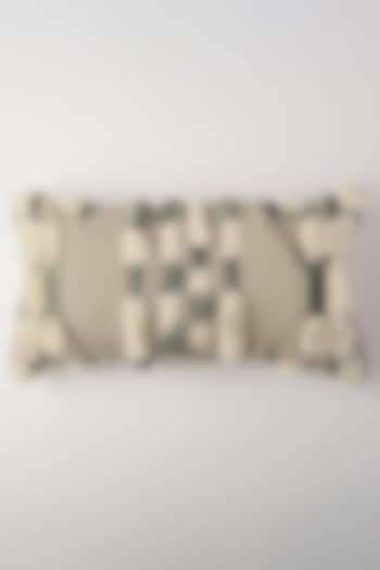 Beige & Grey Handwoven Cushion Cover With Filler by Ghar Ghar at Pernia's Pop Up Shop