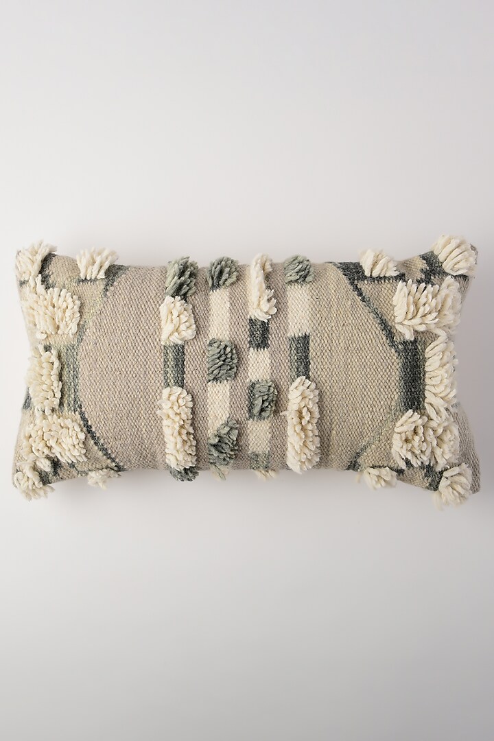 Beige & Grey Handwoven Cushion Cover With Filler by Ghar Ghar at Pernia's Pop Up Shop