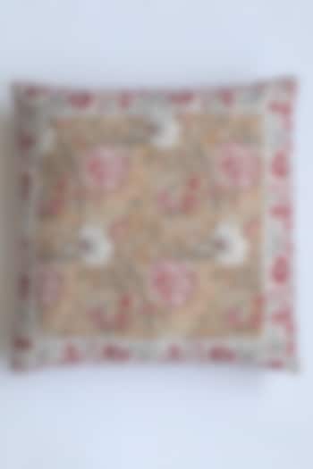 Red Hand Printed Cushion Cover With Filler by Ghar Ghar at Pernia's Pop Up Shop