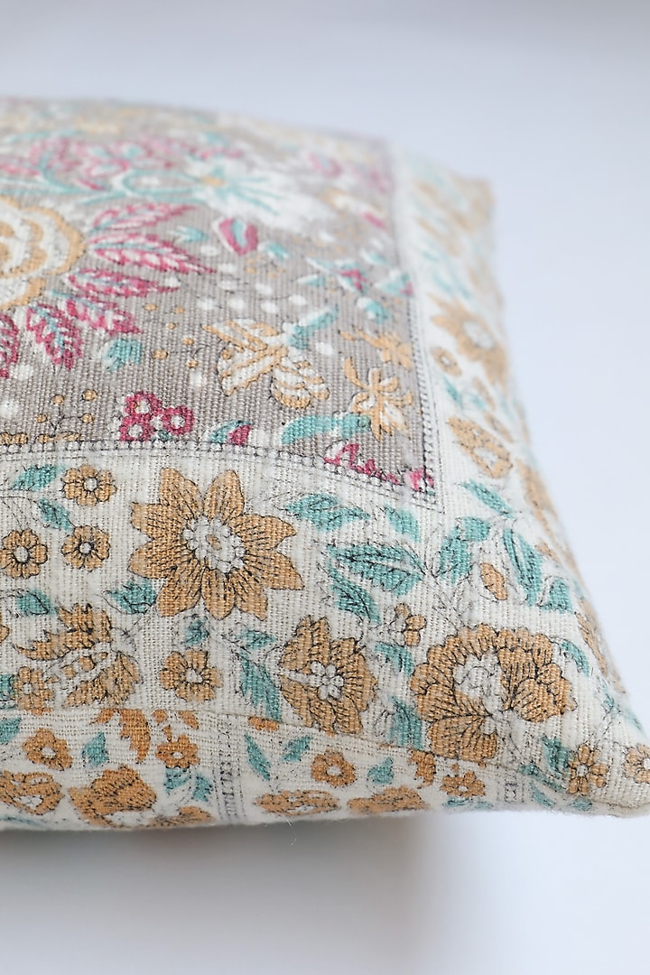 Multi-Colored Hand Printed Cushion Cover by Ghar Ghar at Pernia's Pop Up Shop