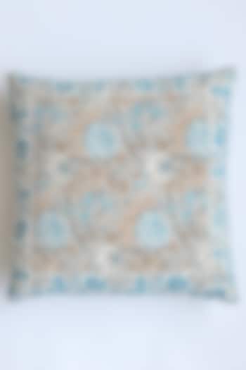 Blue Hand Printed Cushion Cover With Filler by Ghar Ghar at Pernia's Pop Up Shop