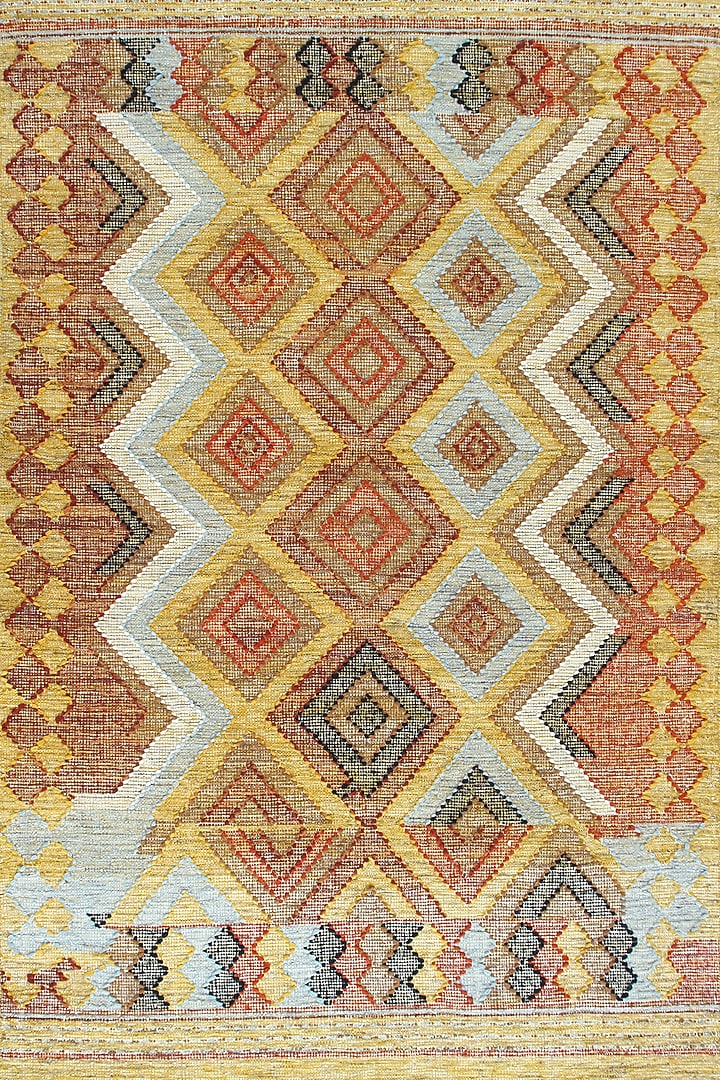 Yellow Cotton Knotted Carpet by Ghar Ghar at Pernia's Pop Up Shop