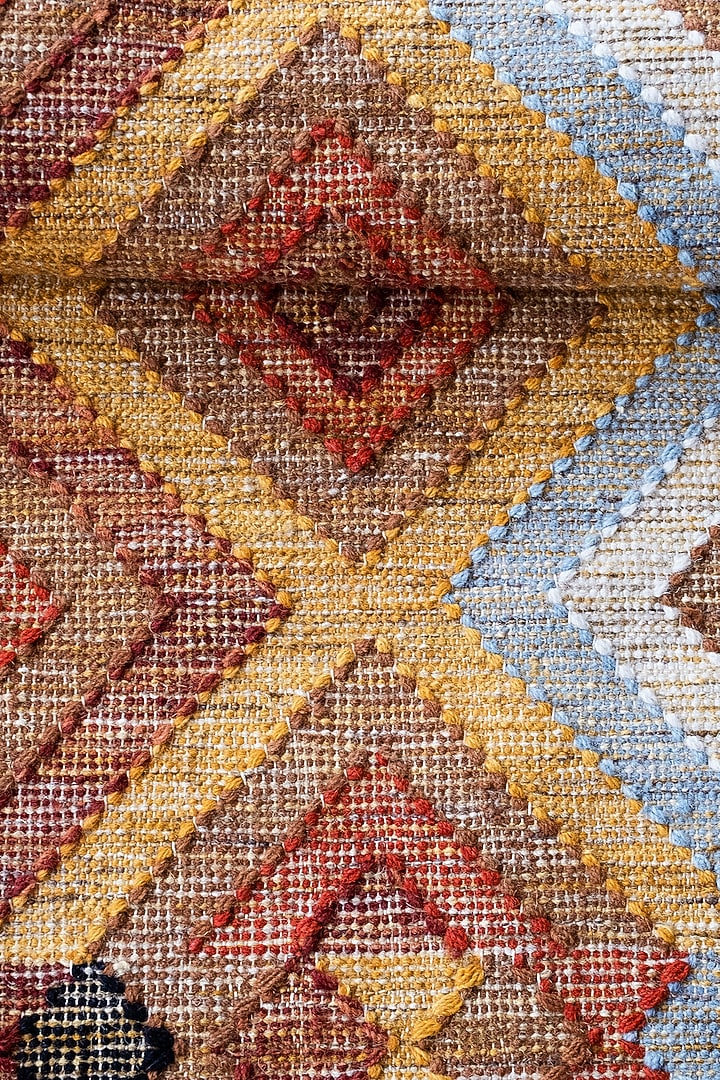 Yellow Cotton Knotted Carpet by Ghar Ghar at Pernia's Pop Up Shop
