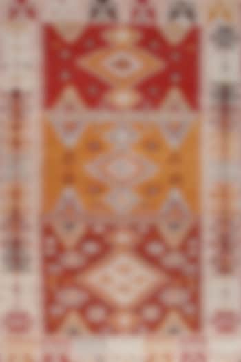 Red & Yellow Cotton Knotted Carpet by Ghar Ghar at Pernia's Pop Up Shop