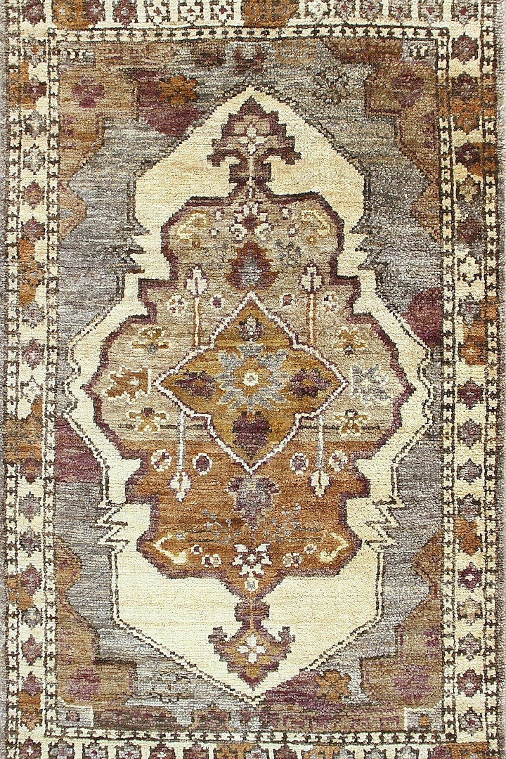 Brown Jute Hand-Knotted Carpet by Ghar Ghar at Pernia's Pop Up Shop